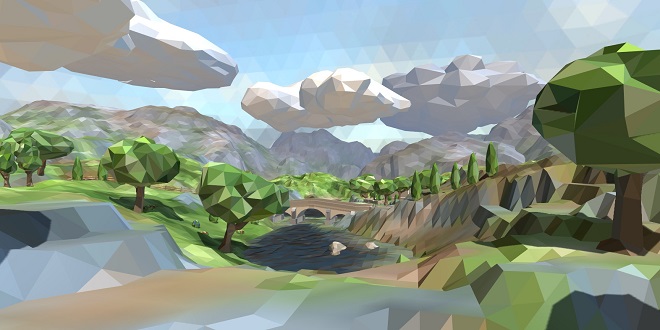 Low polygon environments with simple shades